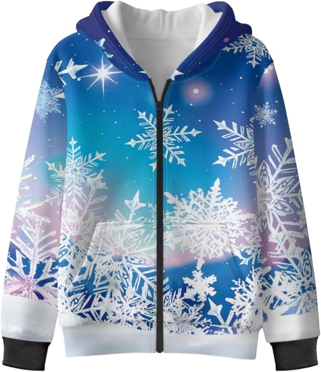 Christmas Hooded Sweatshirt Zip-Up Fleece Hoodie Soft Long Sleeve Sweatshirts for Boys Girls Kids