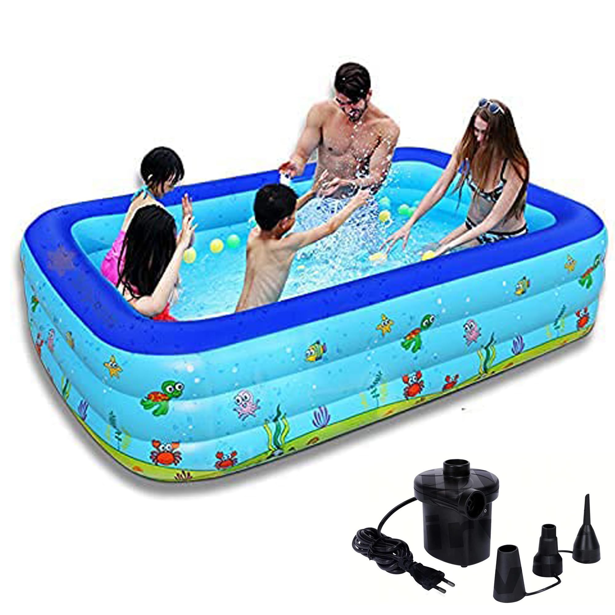 Homava Swimming Pool 5-Feet 3 Stripped Inflatable Pool, Large Pool with Electric Air Pump, 60" X 36" X 20" Blow Up Swimming Pool for Adult and Kids,Summer Backyard Garden Lounge Pool-image-48