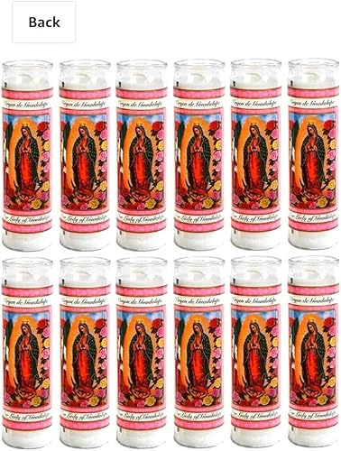 Miniatura 6 de Vela religiosa Nuestra Señora de Guadalupe, devocional, vigilia, novena, oración, santos, velas, blanco, paquete de 12 (1 caja)