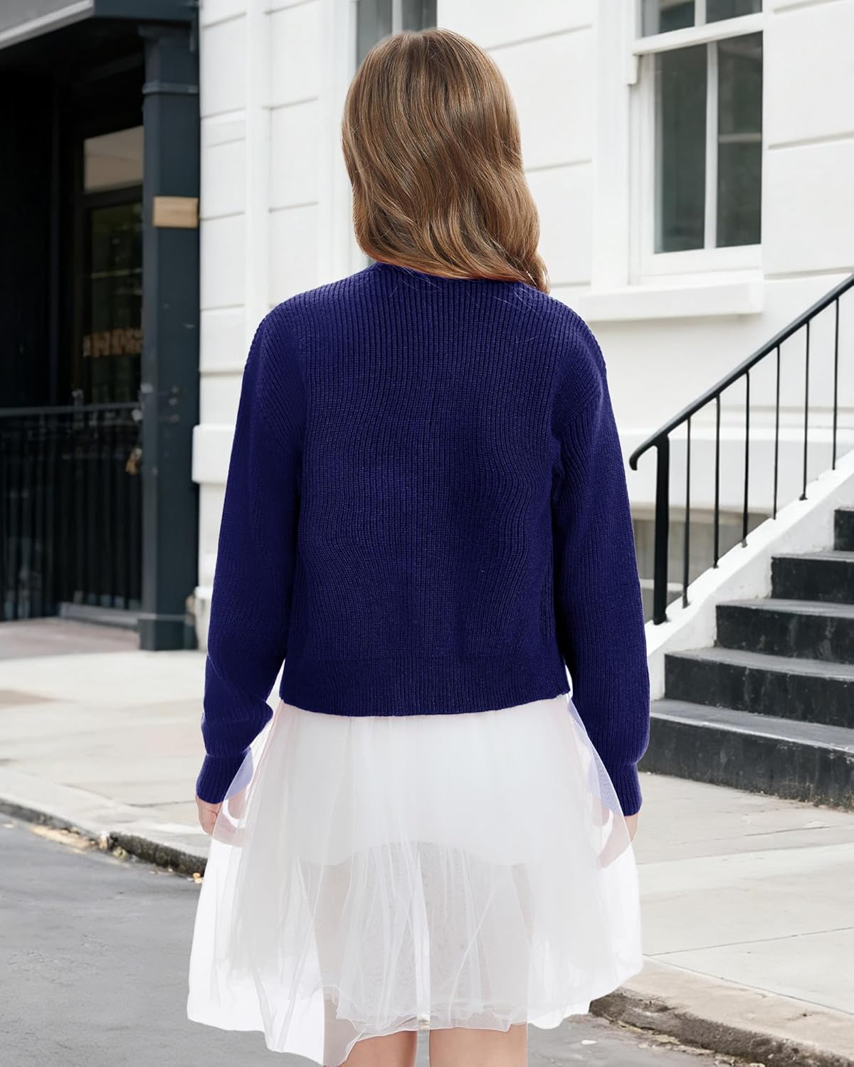 Girls Cardigan Sweater School Uniforms Toddler Long Sleeve Button Knit Solid Sweaters Tops - Image 4