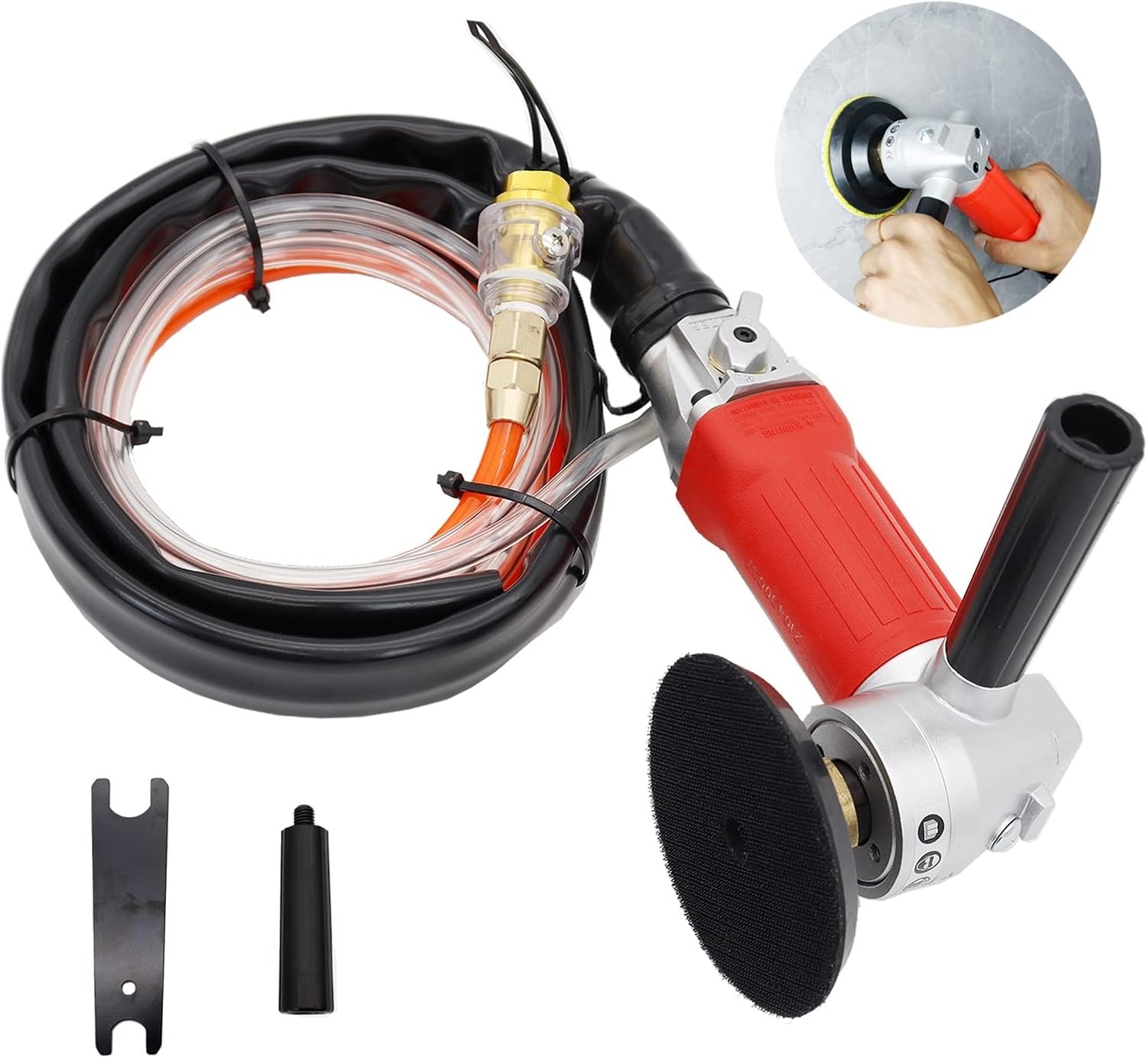 Air Grinder 4 Inch Air Wet Stone Polisher 5500 Rpm With Rear Exhaust Air-Powered Pneumatic Stone Polisher Countertop Seam Setter(5-8-11 Thread)