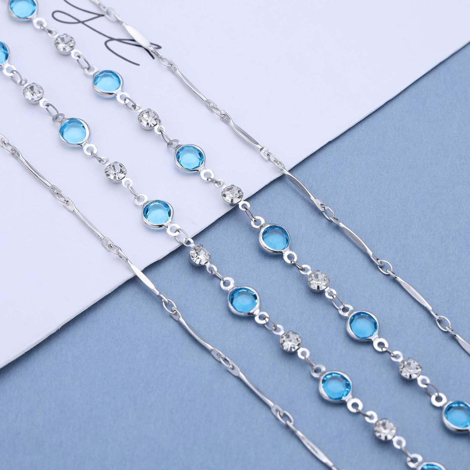 Vintage Layered Crystal Sapphire Butterfly Necklace Sapphirre Rhinestone Butterfly Choker Necklace Blue Crystal Chain Necklace Silver Cz Rhinestone Butterrfly Necklace for Women - Image 5