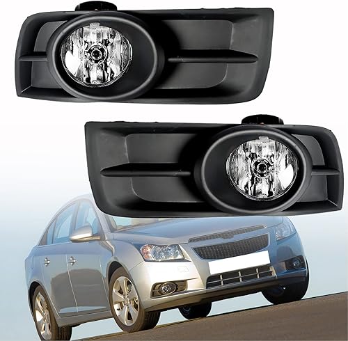 munirater Paquete de 2 luces antiniebla para parachoques delantero con bombillas e interruptor de cableado de repuesto para Cruze 2010-2014