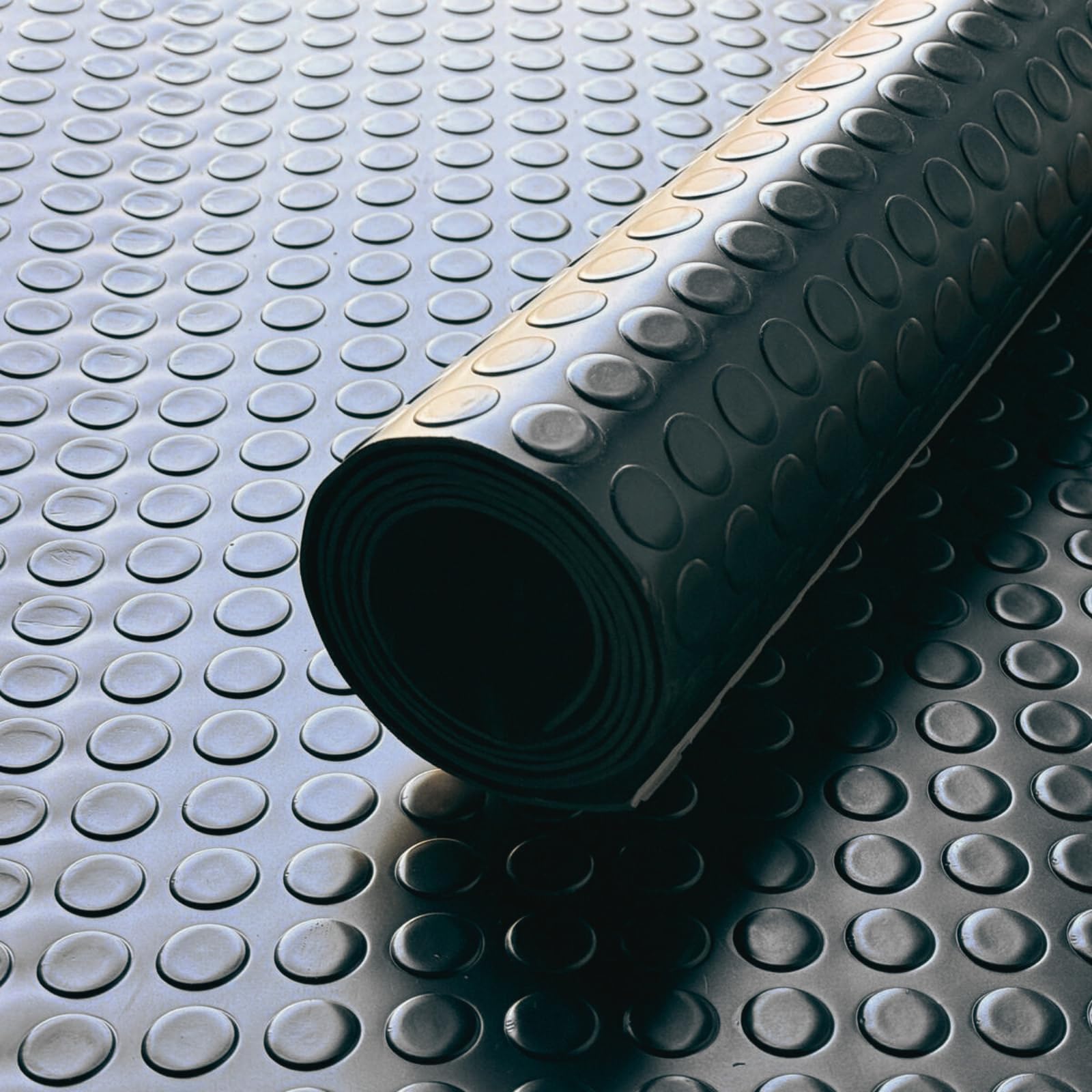 Shield Autocare 4m x 1.5m Black Coin PVC Flooring Roll | Non Slip Industrial Lino Vinyl Floor Matting for Garage Work Van Heavy Duty 3mm Thick 1.5m Width