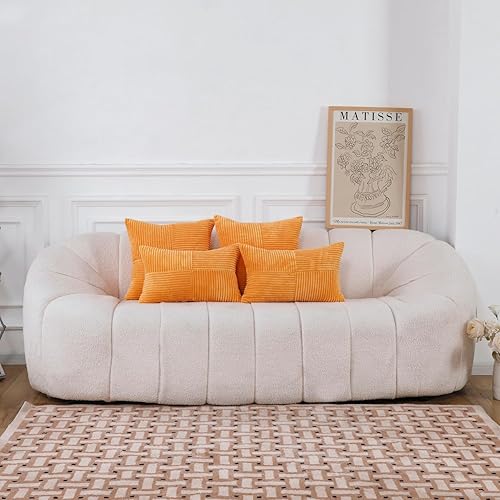 Miniatura 6 de HWY 50 Juego de 2 fundas de cojín decorativas de pana suave con empalme de 18 x 18 pulgadas, fundas de cojín bohemias a rayas para sofá, cama, sala