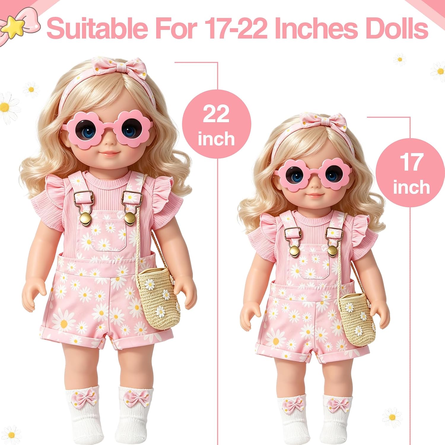 7 Pcs Reborn Baby Doll Clothes Sets, Realistic Baby Doll Clothes Accessories for 16-20 Inch Doll image 2