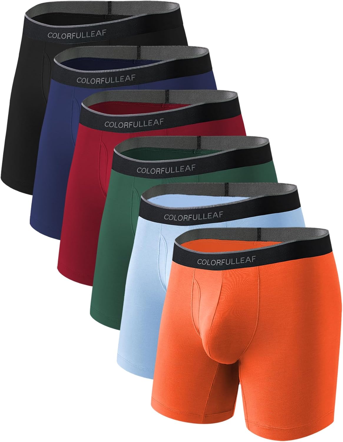 COLORFULLEAF Mens Underwear Soft Bamboo Rayon Boxer Briefs Breathable Open Fly Underwear Multipack