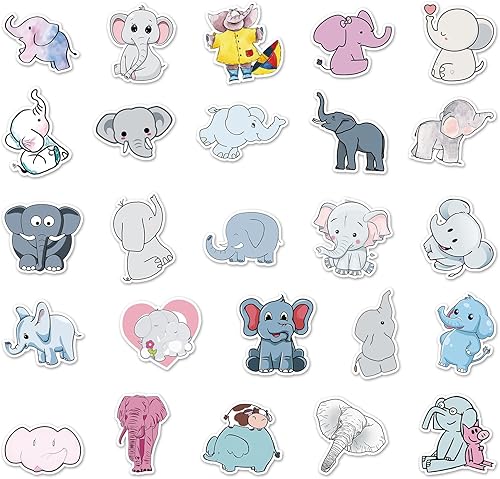 Miniatura 7 de 50 calcomanías de elefante lindas para niños animales de dibujos animados impermeables calcomanías de vinilo y calcomanías para botellas de agua