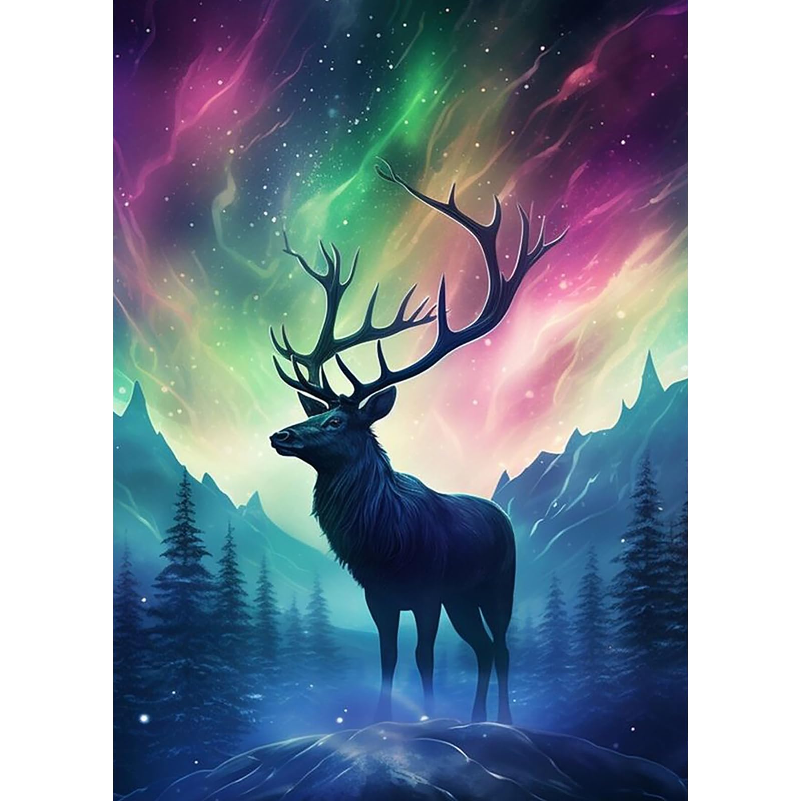 LMBADA Diamond Painting Kits for Adults Northern Lights Deer, Diamond Art