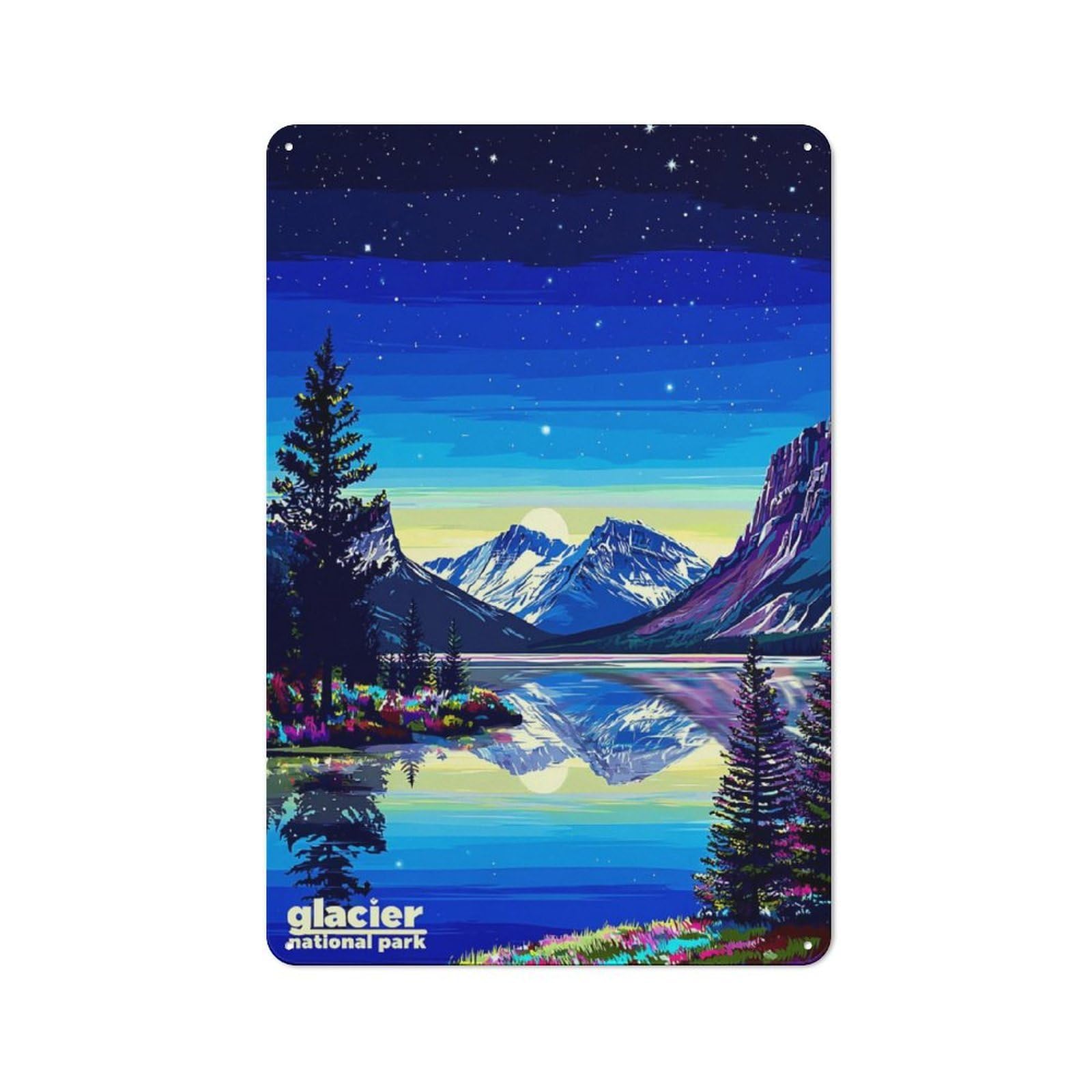 Shop Front Style Glacier National Park's Enchanted Night Decorative Metal Plaque 30x20cm, Shop Wall Decor for Cafe, Bistro, Bakery Or Restaurant
