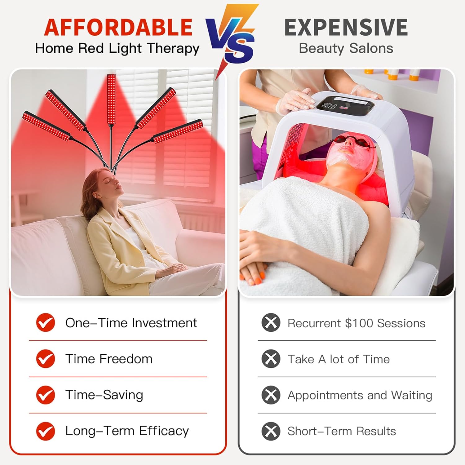 Red Light Therapy for Face and Body Red Light Infrared Light Therapy Lamp with Stand LED 660nm 850nm 5 Heads 7-Colors Infrared Light Device for Body - Image 7