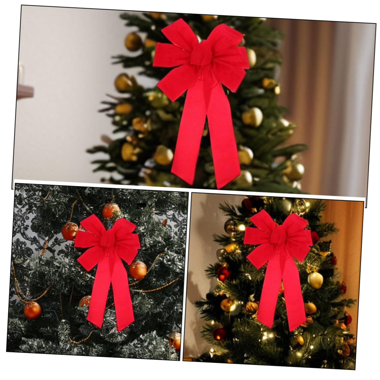 ULTECHNOVO 10pezzi Fiocchi di Velluto Rosso Grande Decorativo Fiocchi per Albero di Natale Velluto Natalizi