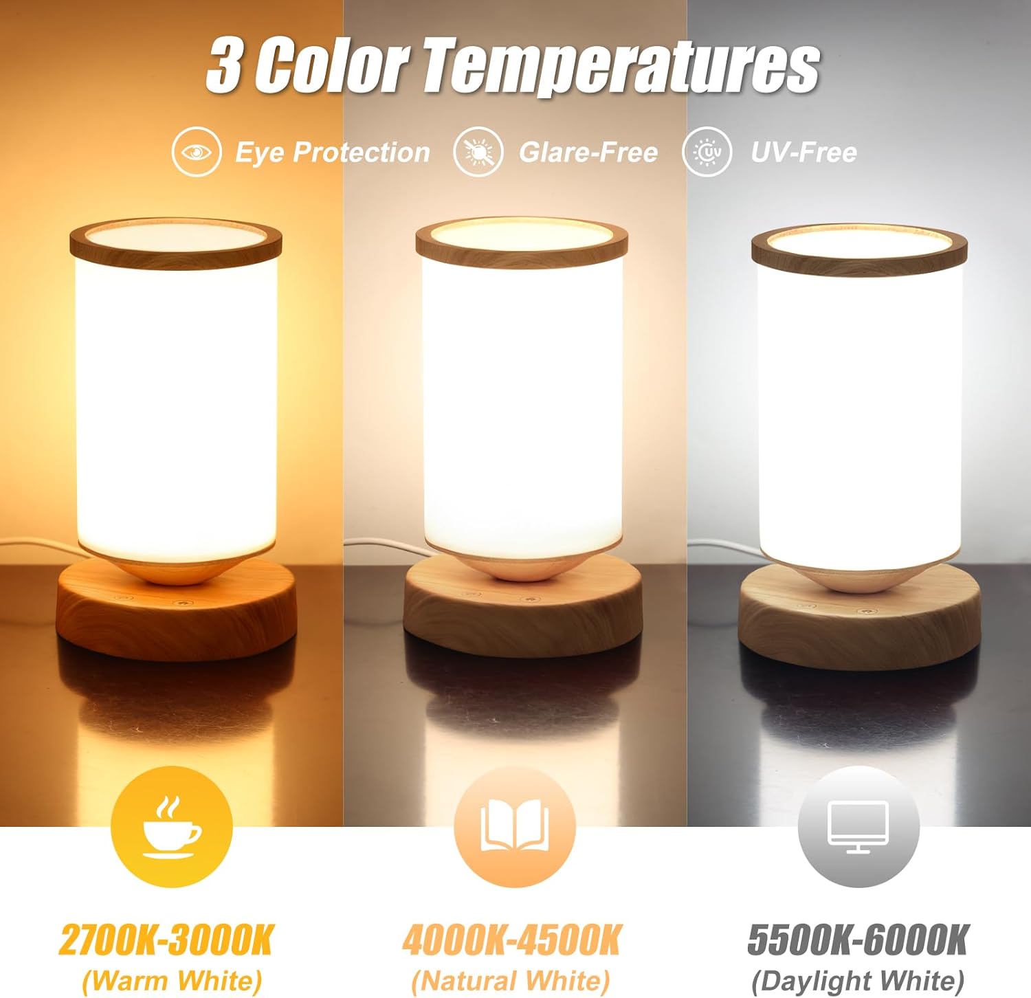 Light Therapy Lamp 10000 Lux, Sunlight Lamp with Remote Control, 3 Color Temperatures & 4 Brightness Levels, Full Spectrum Light, Ideal as Desk, Bedside Lamp & Gift for Home/Office - Image 4