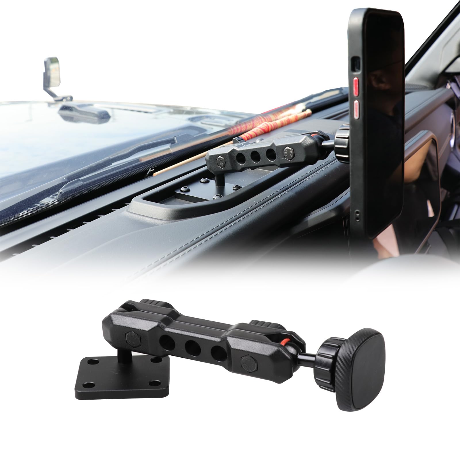 Dash Phone Holder Adjustable Cell Phone Holder for 2024 2025 Jeep Wrangler JL 2/4 Door 4XE, Interior Accessories for Optimal Viewing Angle (Magnetic)