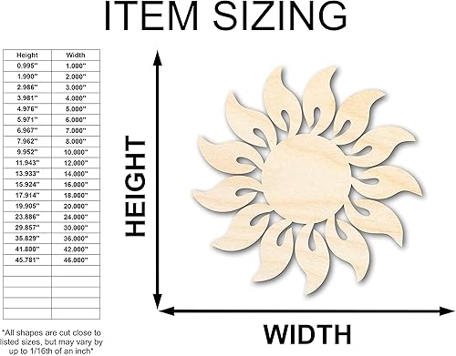 Miniatura 4 de Silueta de sol radiante de madera sin terminar  Verano  Celestial  Recorte artesanal  hasta 36 pulgadas 5 pulgadas  12 pulgadas