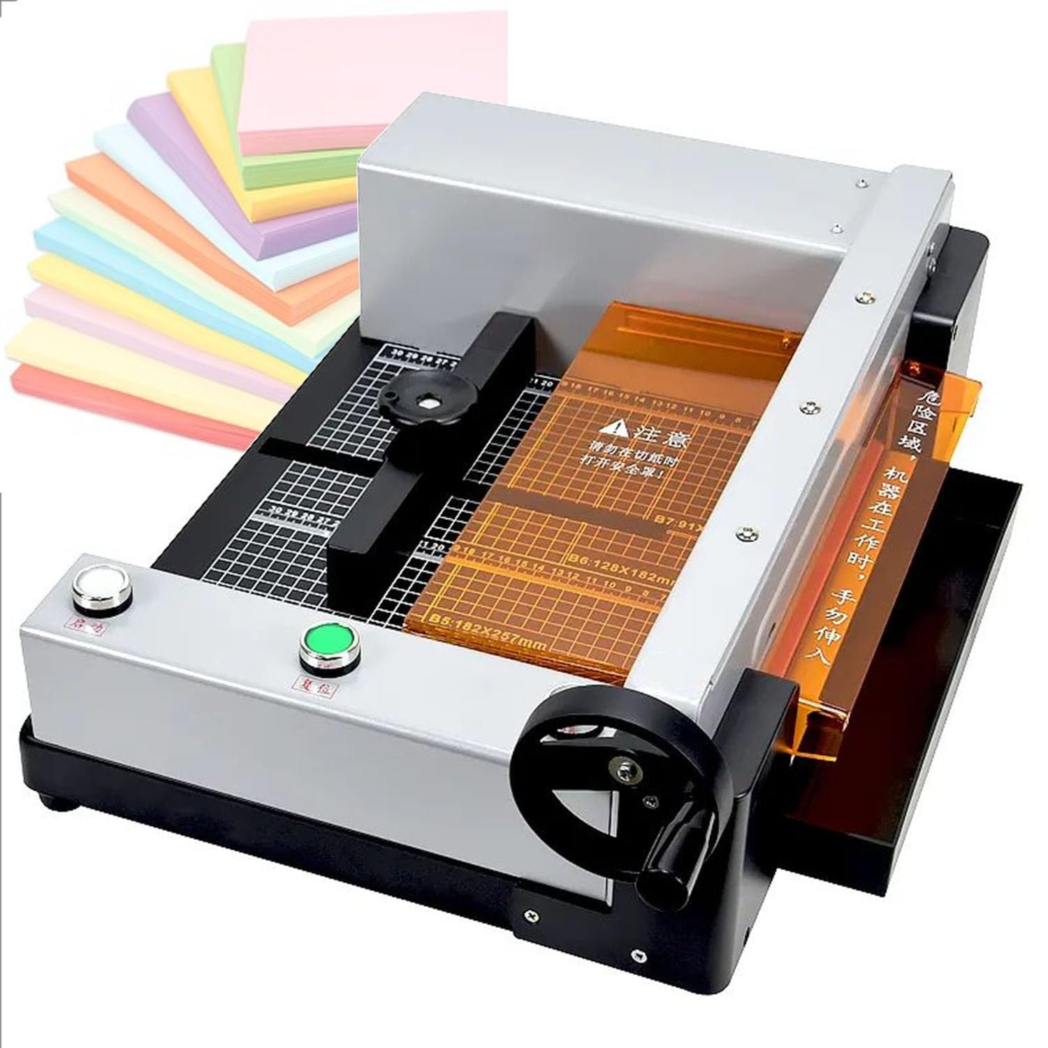 Massicot à guillotine automatique robuste de 40 mm d'épaisseur de coupe avec lignes quadrillées et protection de sécurité automatique, coupe-papier électrique pour cartes cartonnées
