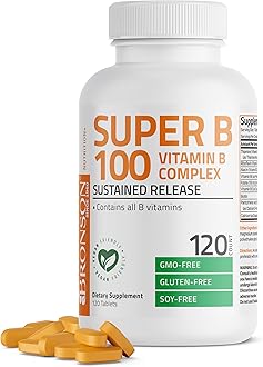 Super B100 Vitamin B Complex Sustained Release Contains All B Vitamins (Vitamin B1, B2, B3, B6, B9 - Folic Acid, B12), 120 Tablets