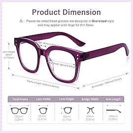 Madison Avenue Oversized Blue Light Blocking Glasses for Women Fashion Blue Light Blockers Anti Eyestrain & UV Protection Computer Eyeglasses (Transparent Purple)