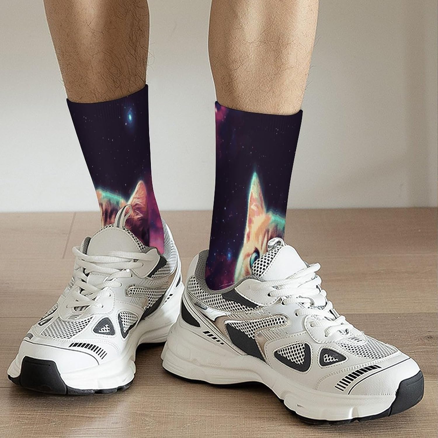 Galaxy Cat Baby Crew Sock High Stocking Grippy Socks | Socks for Men & Women,Stockings-Long Thin Tube Sports, Breathable Soft Athletic for Nurses,Travel