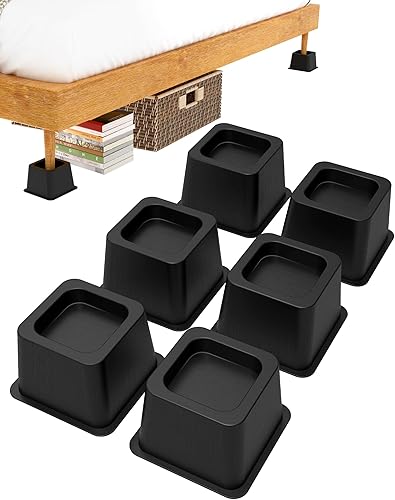 Elevador de cama de 3 pulgadas, elevador de marco de cama resistente de 3000 libras para levantar cama, sofá, muebles de dormitorio, 6 piezas,