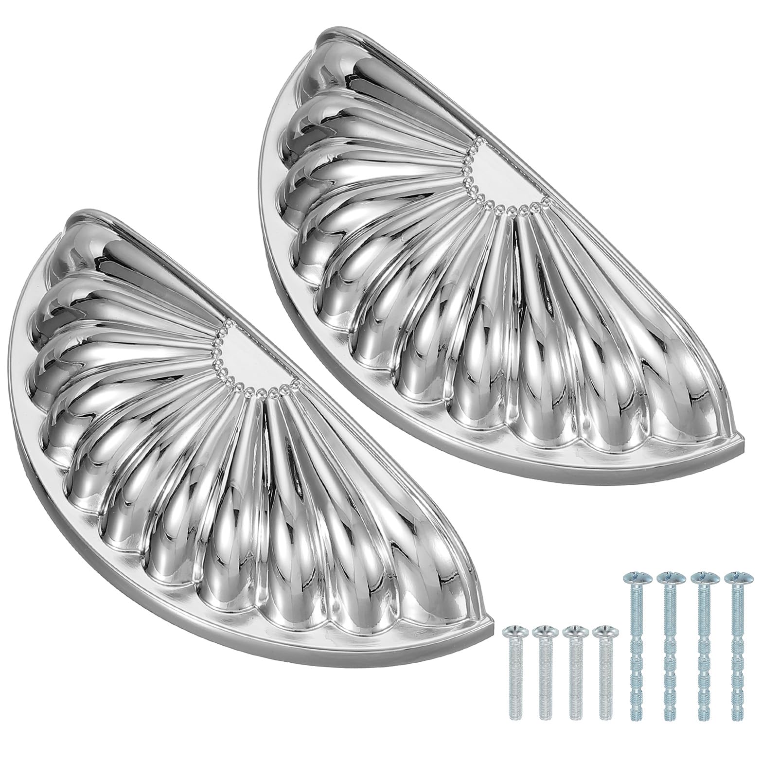 PATIKIL 2 Pcs Drawer Cup Pulls 3" (76mm) Hole Center Vintage Drawer Handles Knobs Furniture Handle for Kitchen Dresser Hardware Silver