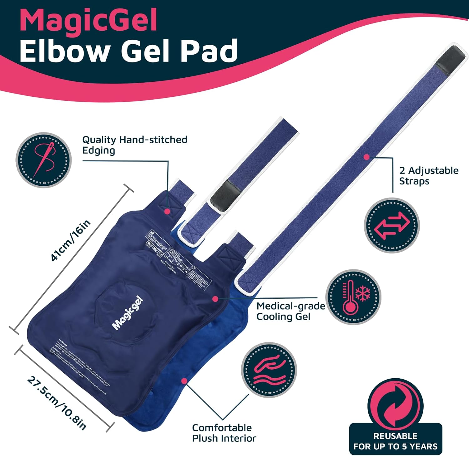 Magic Gel Elbow Ice Pack Wrap - Reusable and Adjustable Arm Sleeve for Cold Compression - Pitchers Tennis Players Baseball Players Men Women - Easy to Freeze - Image 3