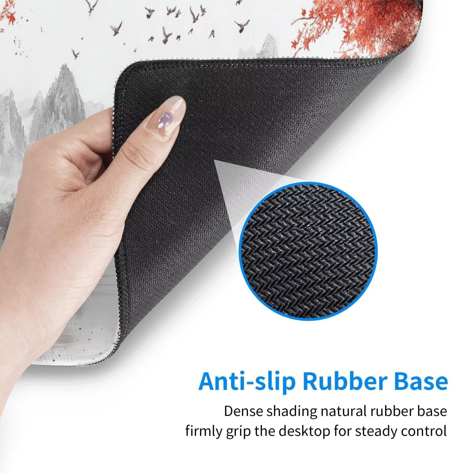Biała podkładka pod mysz XXL krajobraz mata na biurko 1600 x 800 x 3 mm zmywalna podkładka do gier na laptopa, z antypoślizgową gumową podstawą do gier, PC, pracowników biurowych Y957