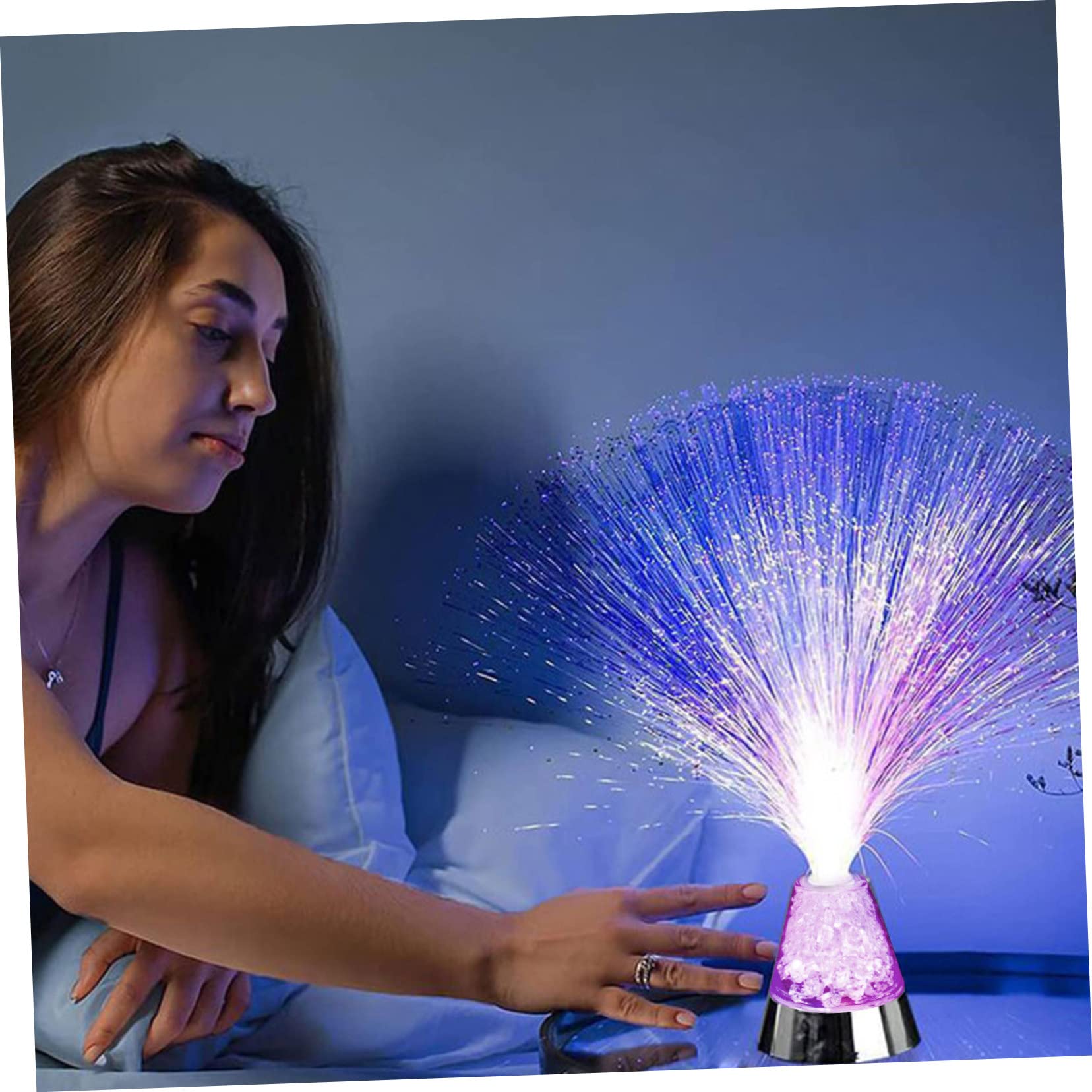 IWOWHERO Fiber Optic Lamp Battery Color Changing Lights Operated Decorative Room Lamp