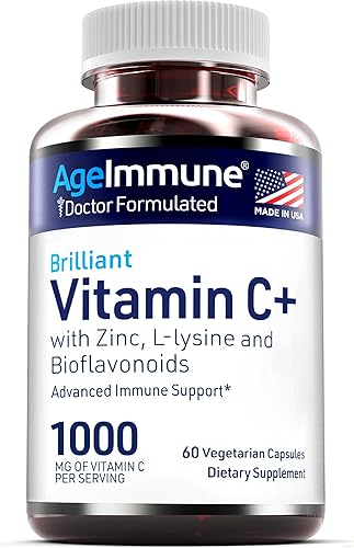Complejo de vitamina C de 1000 mg con L-lisina 500 mg zinc 12 mg bioflavonoides 300 mg Suplementos sin estearato de magnesio formulados por médicos