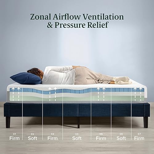 Miniatura 3 de ZINUS - Colchón de espuma viscoelástica de gel ultra refrescante de 10 pulgadas, funda de punto suave fresco al tacto, alivio de presión,
