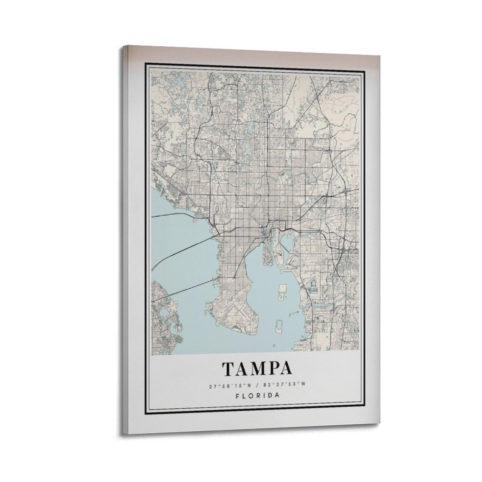 xiaoxiaoshen Tampa FL Map Canvas Poster Wall Art Prints Room Aesthetic Murals Bedroom And Living Decorations 20x30inch(50x75cm)