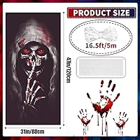 Vista 2 de FOIMAS Póster de Halloween para ventana, póster de esqueleto sangriento, decoración para fiesta de Halloween, decoración del hogar, accesorios