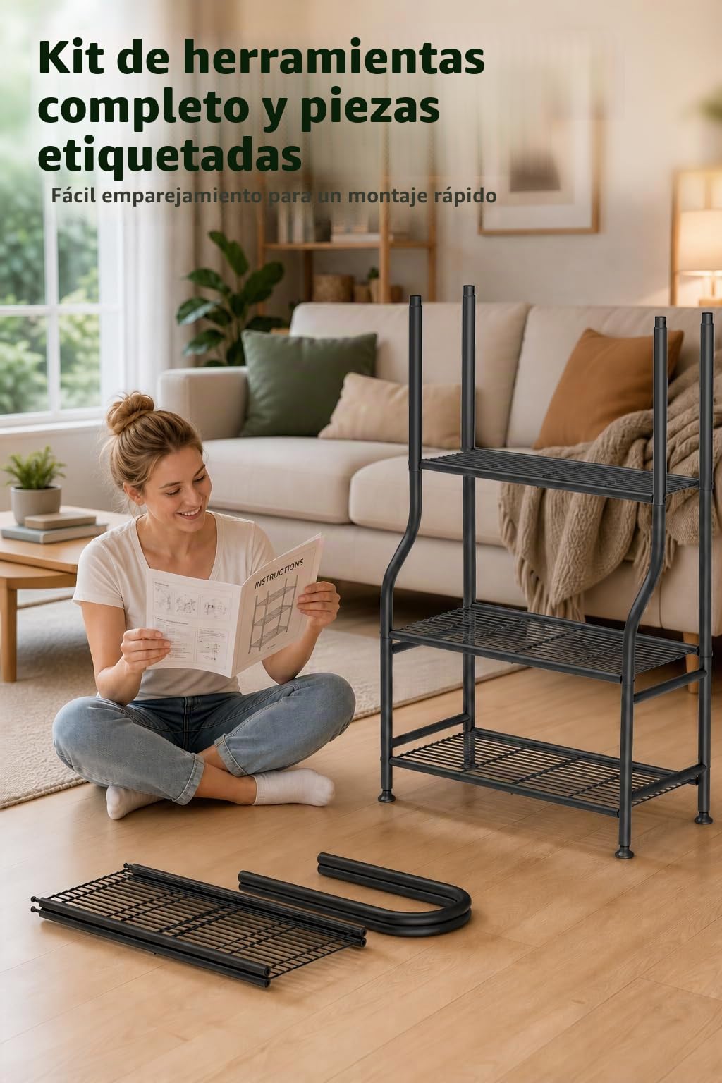 Soporte de metal para plantas de 5 niveles, estante de flores resistente para interiores y exteriores para múltiples macetas, soporte vertical de 65 pulgadas de alto con patas de nivelación