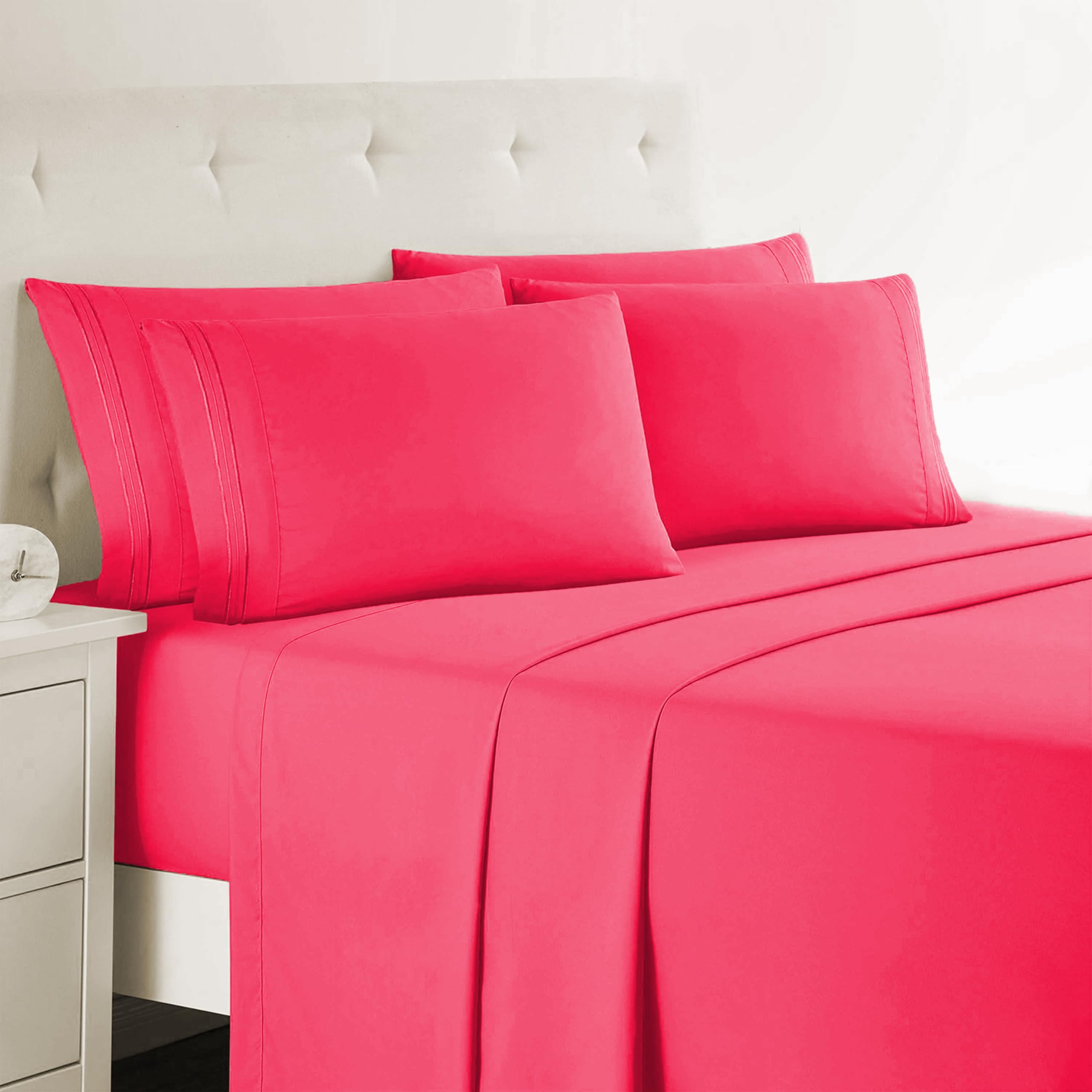 Clara Clark Cal King Sheets, 6 Piece Set - Hotel Luxury Sheets for Cal King Size Bed, Super Soft Bedding Set