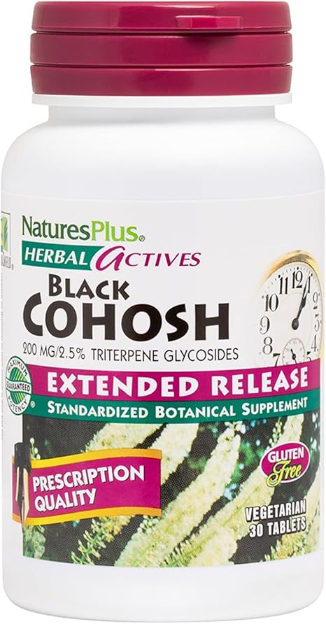 NaturesPlus Herbal Actives Black Cohosh - 200 mg, 30 Vegan Tablets - Natural Menopause Relief Supplement, Helps with PMS, Hot Flashes - Hypoallergenic, Vegetarian, Gluten-Free - 30 Servings