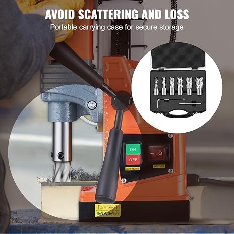 VEVOR Annular Cutter Set, 6 pcs Weldon Shank Mag Drill Bits, 1 Cutting Depth, 1/2 to 1-1/16 Cutting Diameter, M2AL High-Speed Steel, with Pilot Pin and Portable Case, for Using with Magnetic Drills