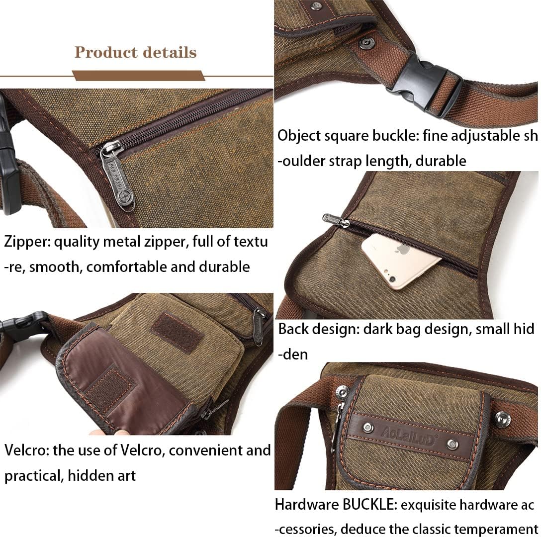 Canvas Waist Pack Drop Leg Bag for Men Women,Military Tactical Fanny Pack Thigh Pack Pouch for Hiking Climbing Cycling.