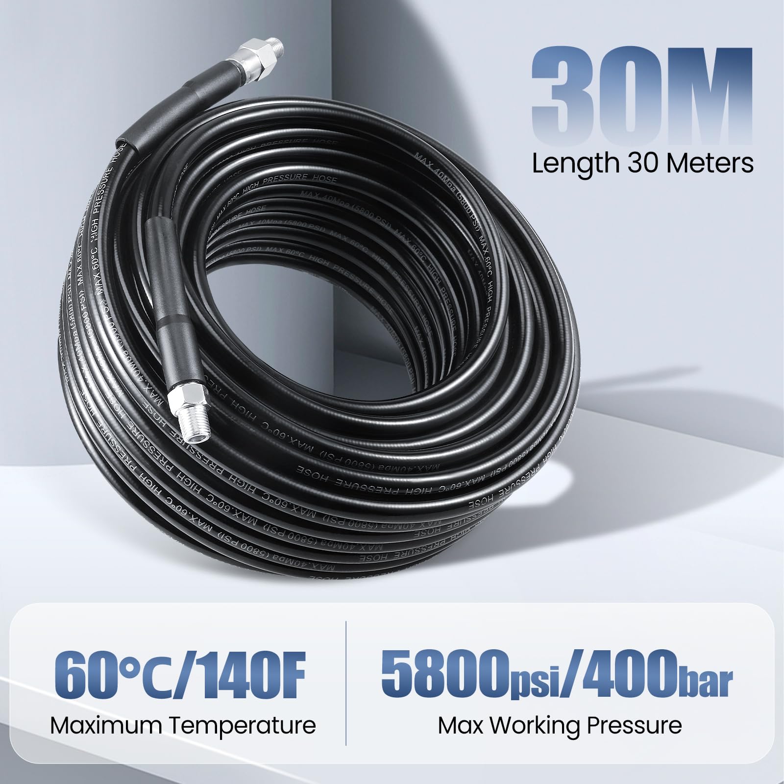 30M Déboucheur Canalisation Haute Pression - 400 Bar Karcher Nettoyeur Haute Pression, Compatible avec Nettoyeurs Haute Pression karcher K2 K3 K4 K5 K6 K7