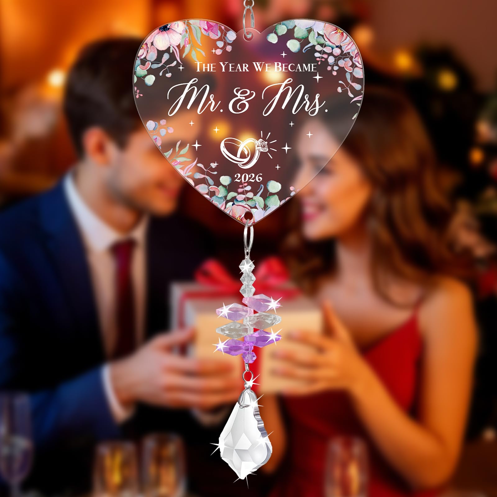 Wedding Gifts, 2026 Mr And Mrs Crystal Suncatcher, Engagement Gifts For Couples, Wedding Present, For Bride And Groom, Newly Engaged Wife And Husband