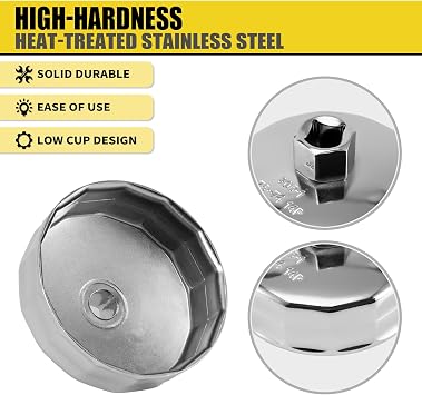 31PCS Oil Filter Wrench Set, Stainless Steel Oil Filter Cap Socket, 1/2 Drive 27mm 32mm 36mm 64mm-101mm Oil Filter Removal Tool, Compatible with VW, Ford, Honda, Toyota, Nissan, Audi, BMW, etc