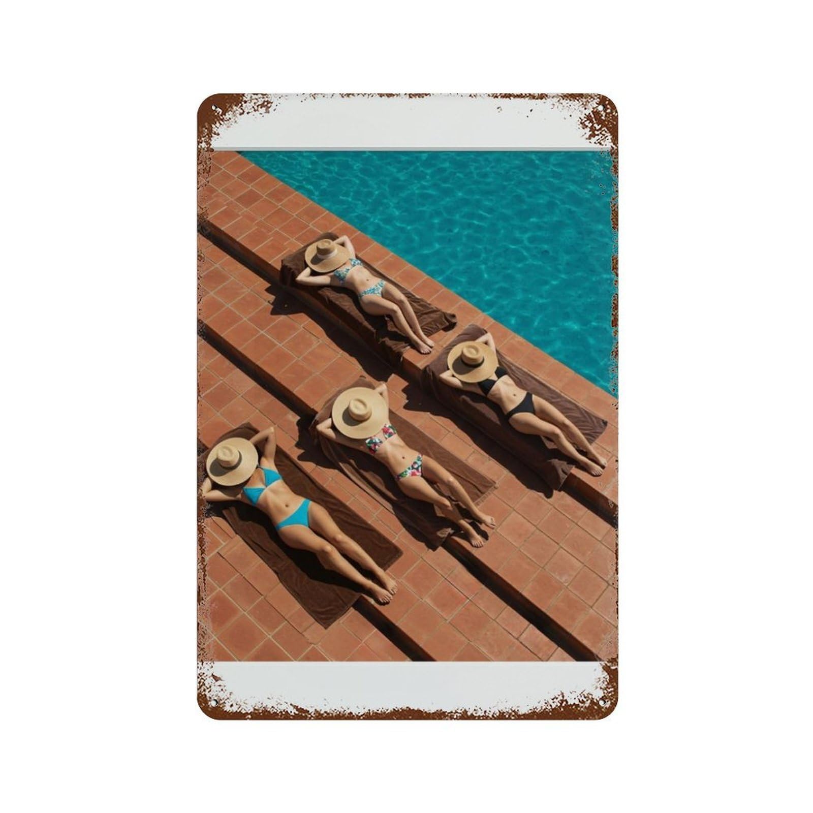 xiaoxiaoshen Girls Sunbathing, Photography S1 Wall Decor Art Metal Tin Poster Modern Home Decor Art Home Bar Shop Decorations Vintage Sign 30x20cm