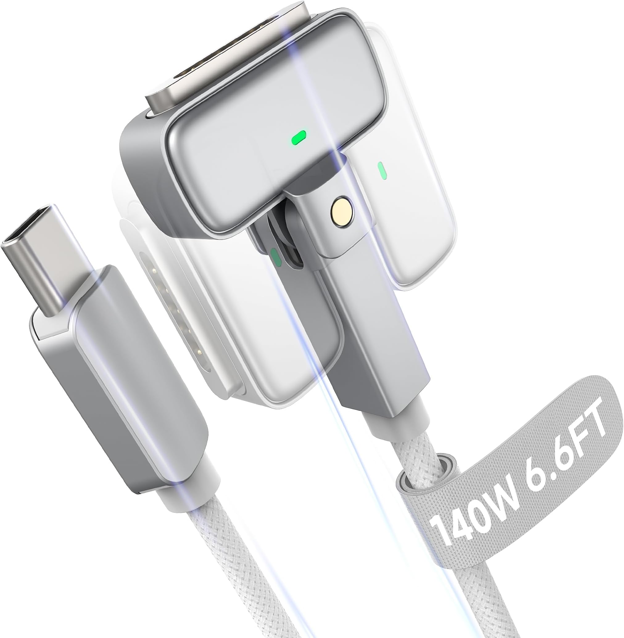 140W Magnetic Charging Cable 6.6FT, USB-C 3.0, 180° Swivel Connector, compatible with MacBook Air M4 M3 M2 and Pro 16/14 inch Series
