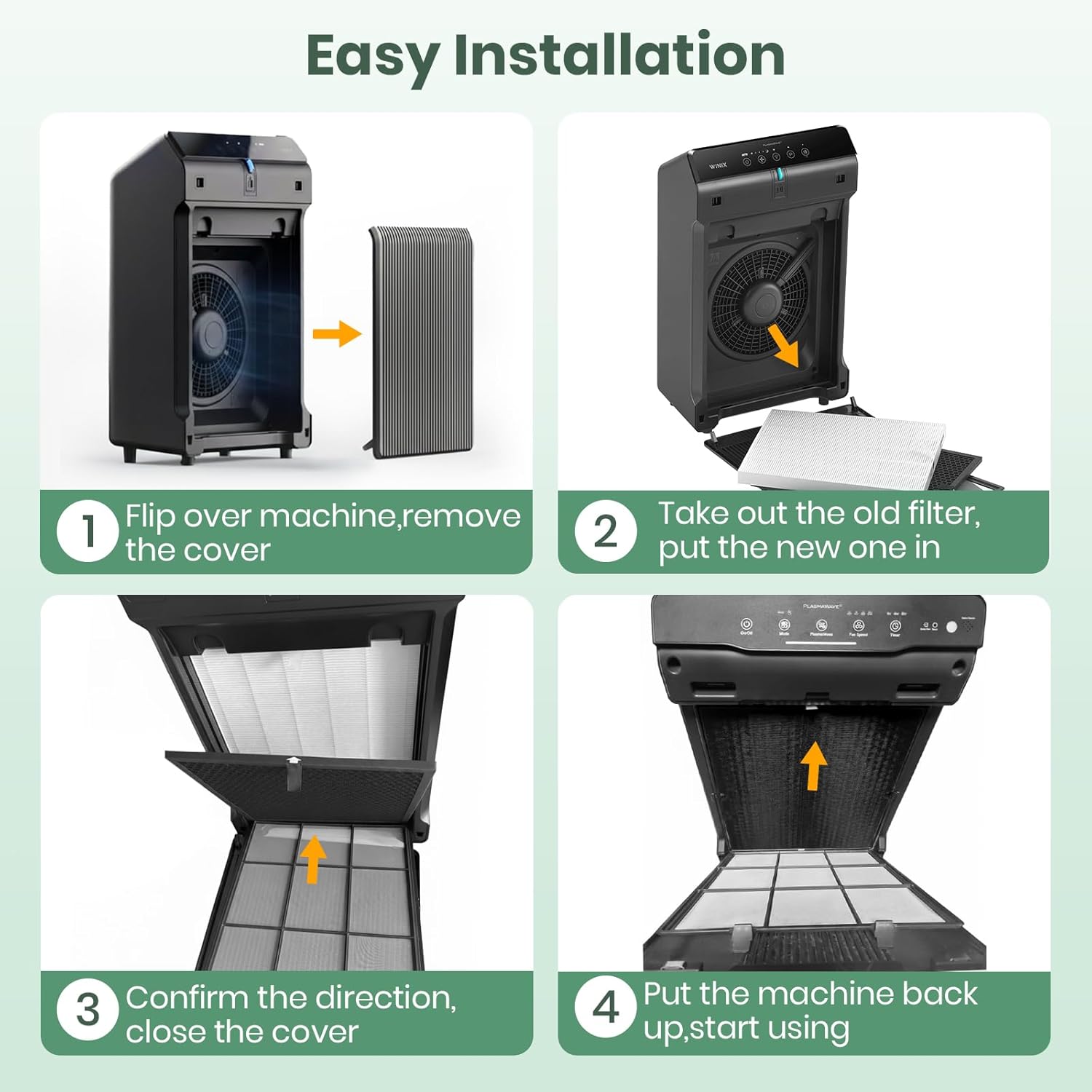 5510 5520 Replacement Filter Q Compatible with Winix 5510 and 5520 PlasmaWave Air Purifier,Activated Carbon Filter Combo pack, HEPA+ Activated Part# 1712-0123-00, 2 pcs - Image 9