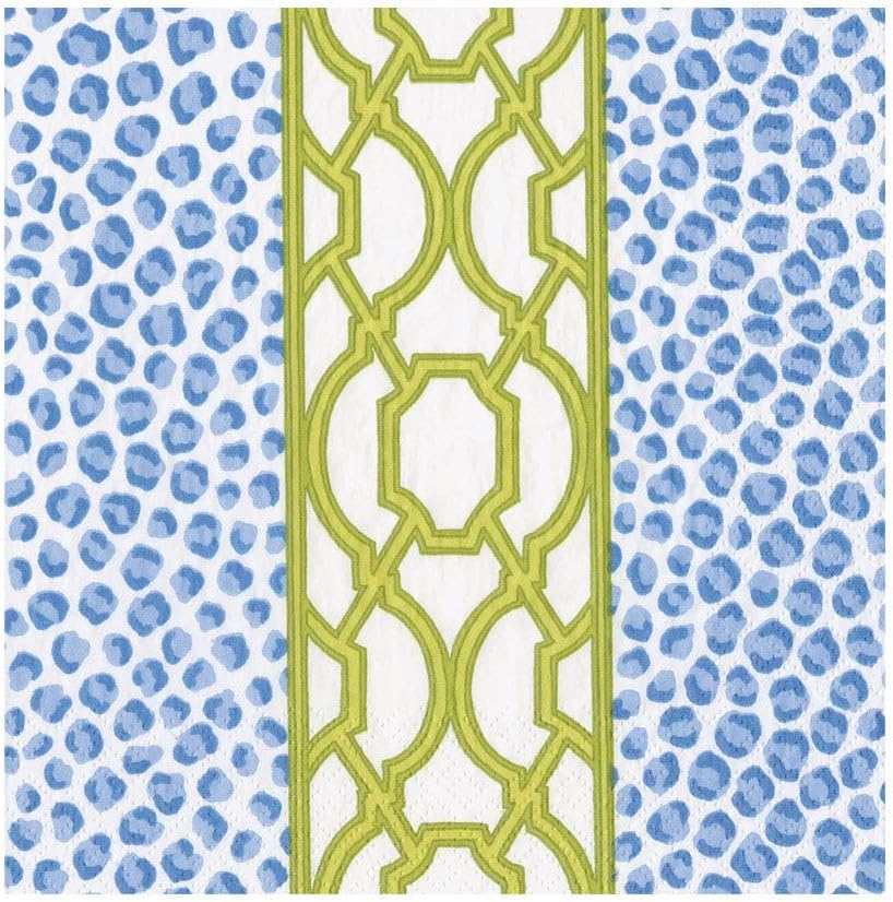 Caspari Knots And Spots Blue & Green Luncheon Napkins - 20 Luncheon Napkins per Pack