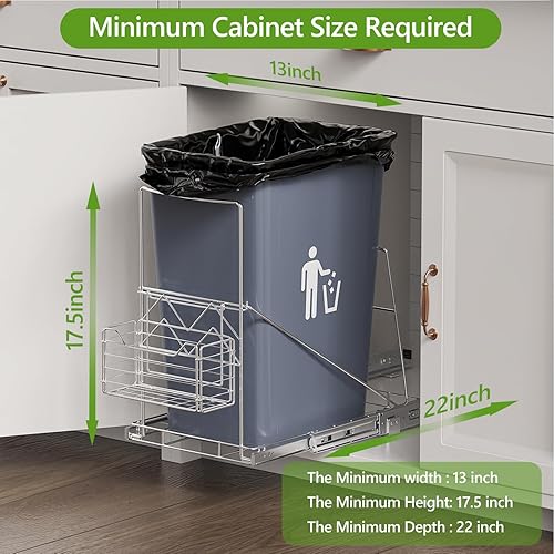 Miniatura 3 de LIONONLY - Basurero extraíble para debajo del gabinete, cubo de basura debajo del fregadero para cubo de basura de 7 a 11 galones, kit de extracción