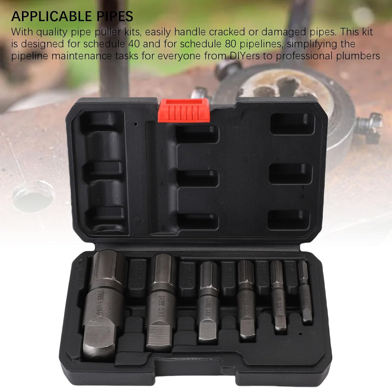 WALFRONT 6 Piece Pipe Extractor Set Broken Pipe Removal Tool Kit 1/8 inch to 1 inch Tough Steel Extractors for Plumbing Repair in Tight Spaces