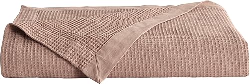 Miniatura 3 de Great Bay Home Manta 100% algodón para cama tamaño matrimonialqueen, mantas ligeras y transpirables de tejido de gofre para verano y primavera,