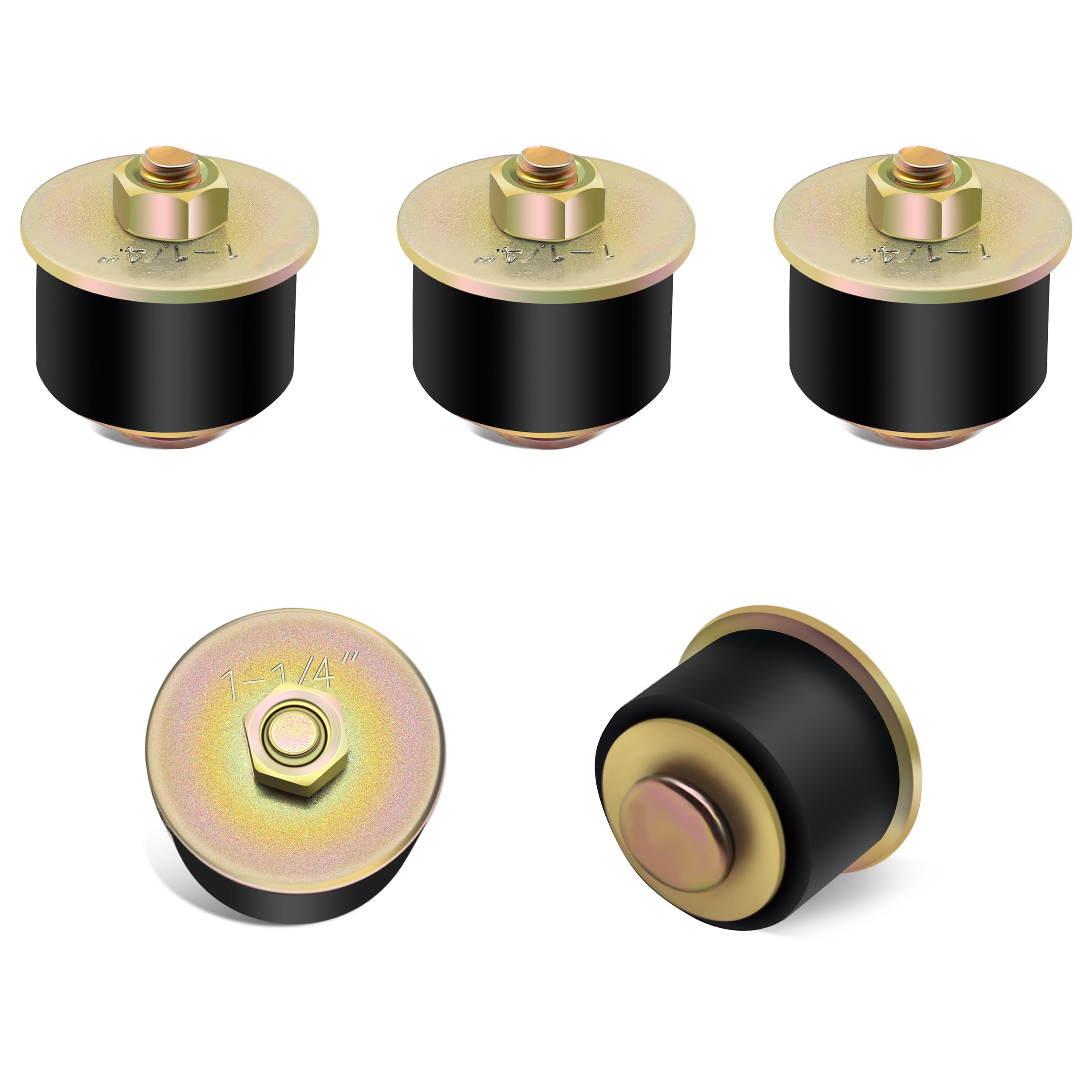 Siptenk 1-1/4" Freeze Rubber Expansion Plug 5 pcs, Automotive Rubber Expandable Freeze Plugs for Engine