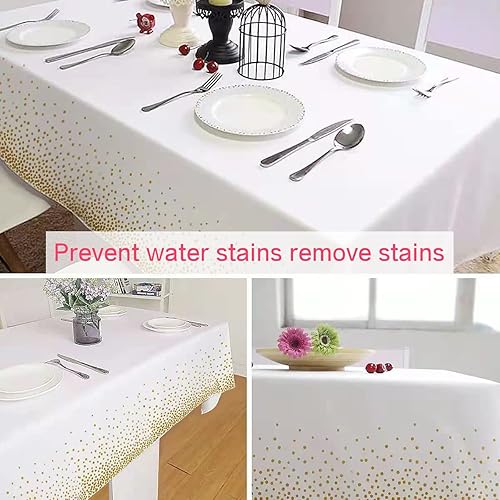 Miniatura 4 de Mantel de plástico naranja y dorado, rectangular desechable de 54 x 108 pulgadas, para cumpleaños, graduación, restaurante, decoración de boda