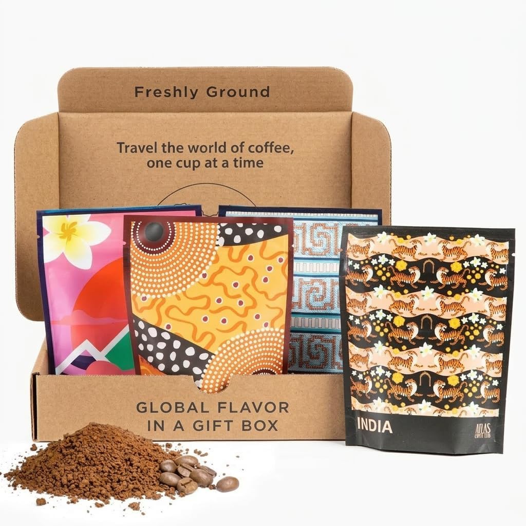 Atlas Coffee Club Gourmet Coffee Sampler Gift Set, Ground, 4-Pack